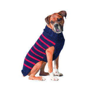Chilly Dog Alpaca Navy and Red Classic Stripe Wool Sweater