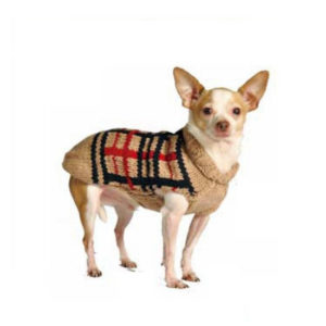 Chilly Dog Tan Plaid Wool Sweater