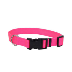 Coastal Adjustable Nylon Collar with Tuff Buckle, Neon Pink
